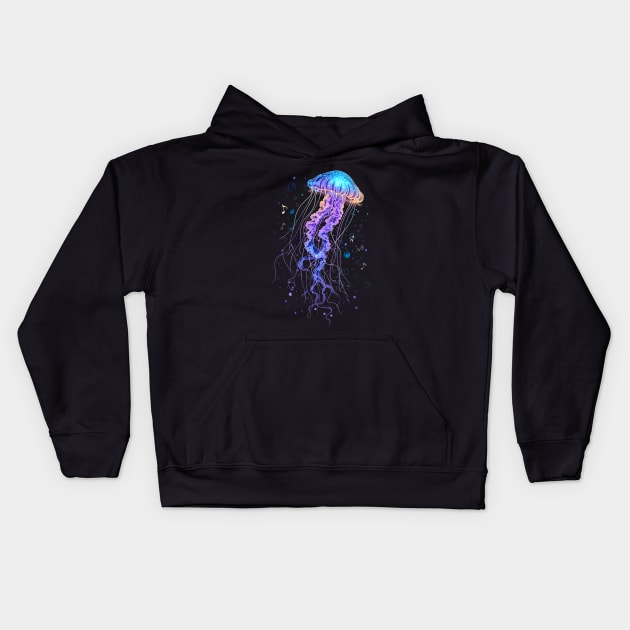 Cosmic Jellyfish Composer Kids Hoodie by AriWiguna